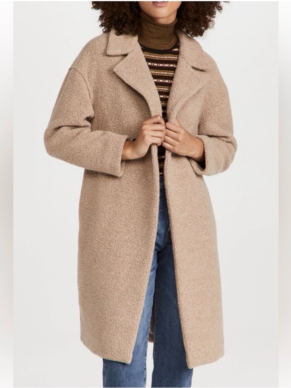 Harris Wharf London Women’s Cream Faux Shearling Double-Breasted Coat Italian 36